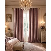 PONY DANCE Dusty Rose Velvet Blackout Curtains 108 Inches Long for Bedroom, Luxury Thermal Insulated Grommet Room Darkening Window Drapes for Living Room, Cortinas de Terciopelo, 2 Panels Set 52Wx108L