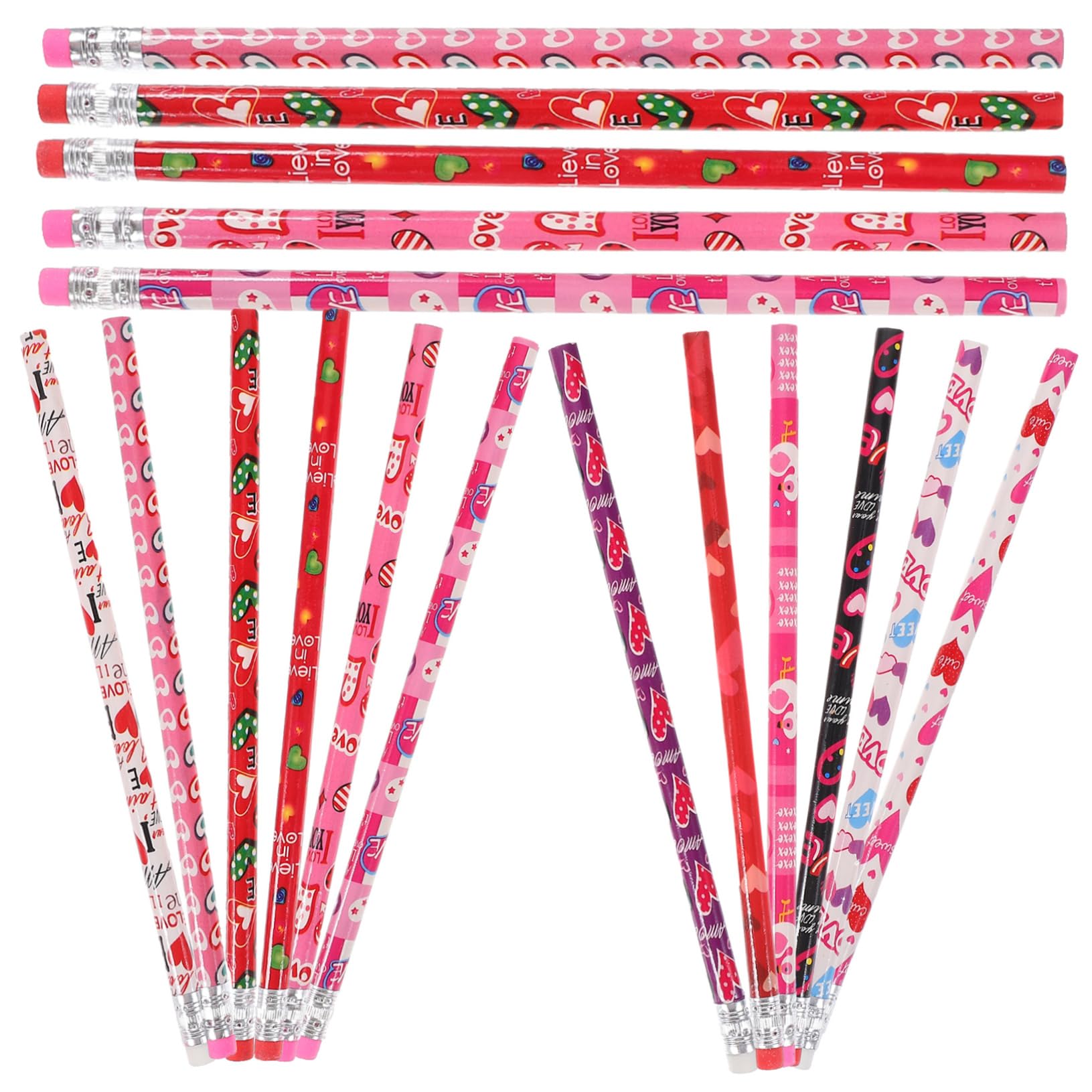 VILLCASE 4 Juegos Lapiz De San Valentin Resaltadores Organizador Doble Pastel Lapices Materialescolar Madera Estudiantes Aprendiendo Lápices Multifunción Goma De Borrar 48 Piezas X 4