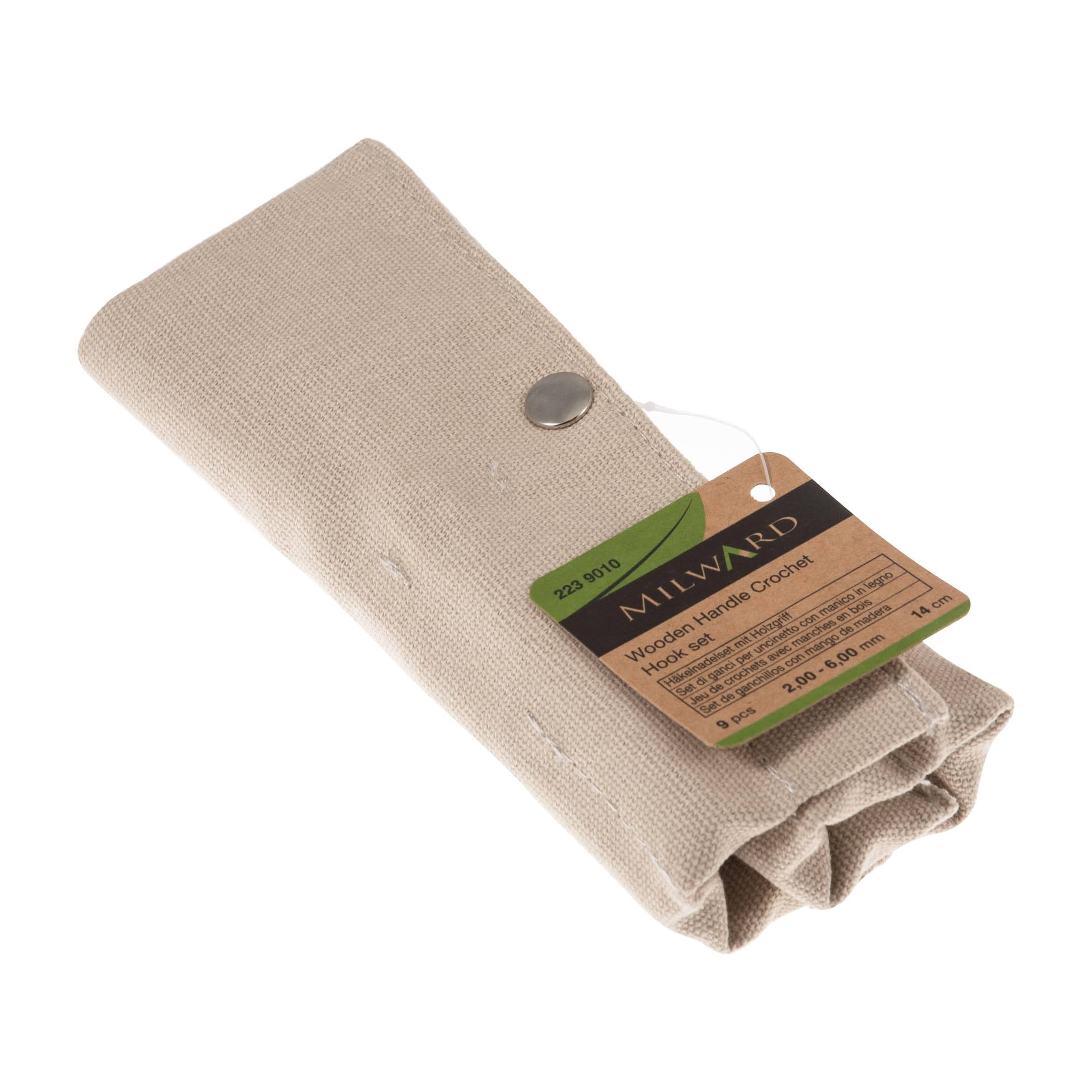 Milward Ensemble de crochets � Poign�es en h�tre lisse, crochets en aluminium, 2, 2,5, 3, 3,5, 4, 4,5, 5,5 et 6 mm, 100% coton, �tui rigide � fermeture �clair, gris