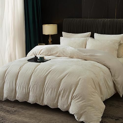 Miniatura 26 de PHF - Juego de funda de edredón de pana ligera, tamaño California King, 3 piezas de mantas, con cierre con botón, 8 lazos en las esquinas, suave