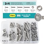 M5 x 10mm 20mm 30mm 40mm, Flat Head Hex Socket Cap Screws Bolts, Countersunk Bolts and Nuts, Stainless Steel 304, Bright Finish, Metric Allen Drive, Fully Thread, Assortment Kit 80PCS