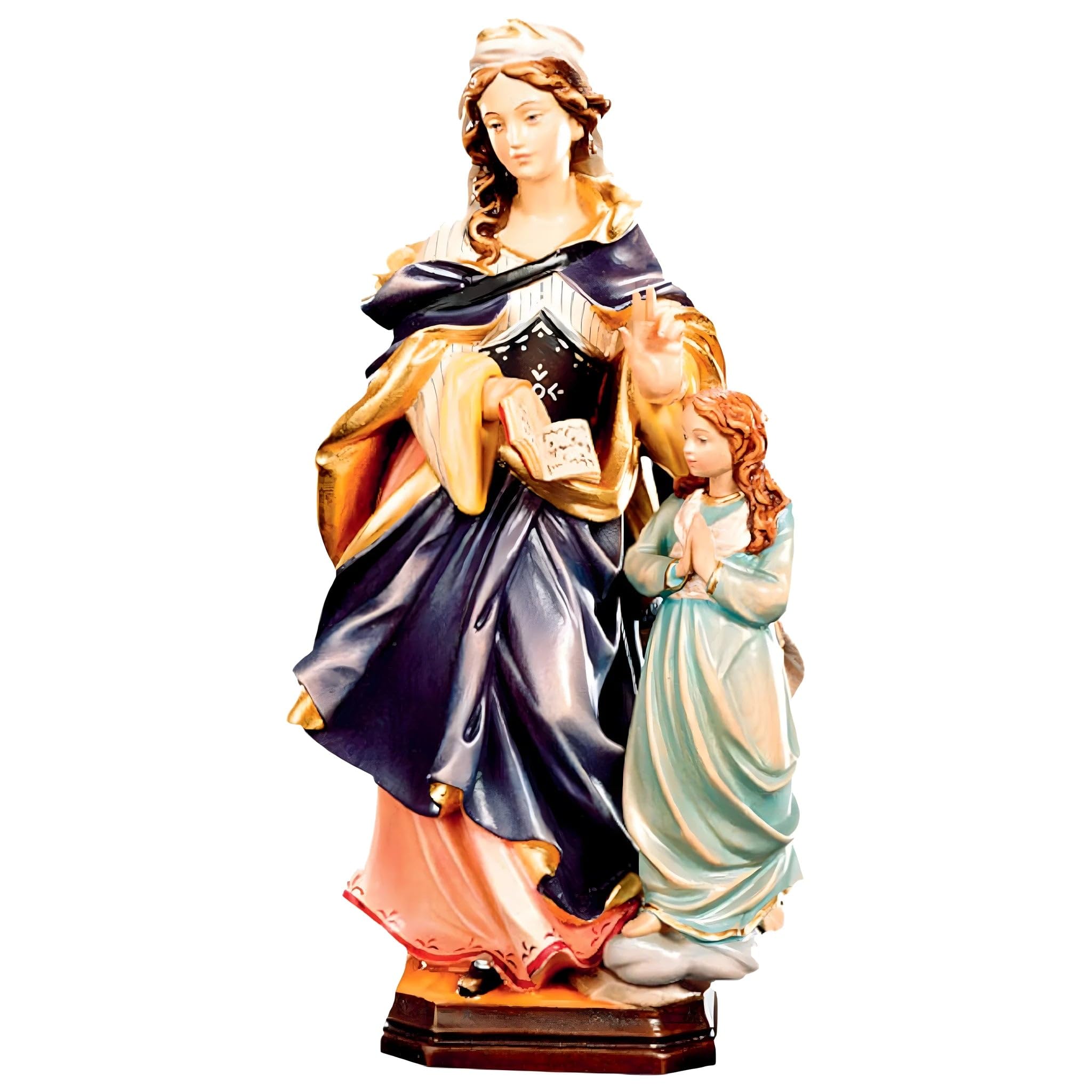 Statuette Sant'Anna en bois coloré symbole de tendresse et de transmission