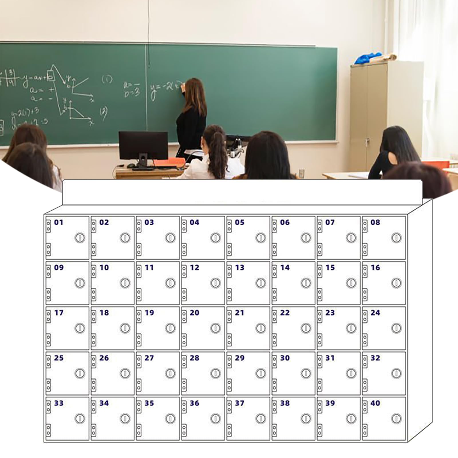 Armadietto portatile con serratura per telefono, in acrilico, con 40 scomparti, soluzione di archiviazione sicura per scuola e ufficio, accessorio da scrivania ideale per insegnanti e studenti