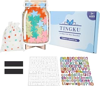 TINGKU 25 Tokens Star Magnetic Reward Jar for Kids, Classroom Reward System, Reward Chore Chart for Children at Home, Positive Behavior Training Incentive Jar, Classroom Management Tools