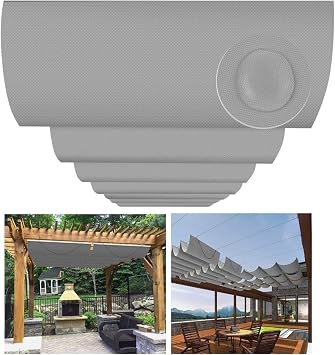 Waterproof Pergola Shade Wave Cover, Retractable Outdoor Sun Canopy with Durable Fabric, UV Blocking Shade Sail for Patio, Backyard 2.5x12FT