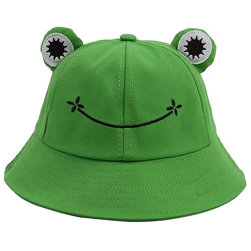 Orfila Bucket Hat Reversible Cotton Multicolored Fisherman Cap Packable Sun Hat - Frog Green