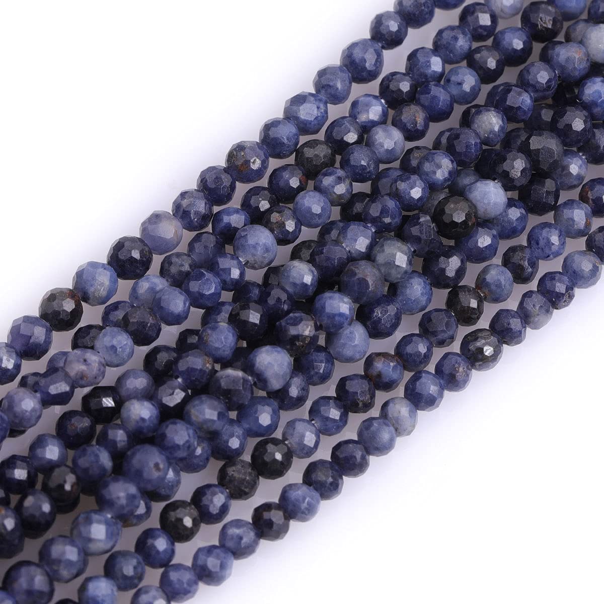 GEM-INSIDE CREATE YOUR OWN FASHIONGEM-INSIDE CREATE YOUR OWN FASHION 3mm Tiny Sapphire Natural Gemstone Faceted Round Semi Precious Loose Seed Beads for Jewellery Making 15" Strand