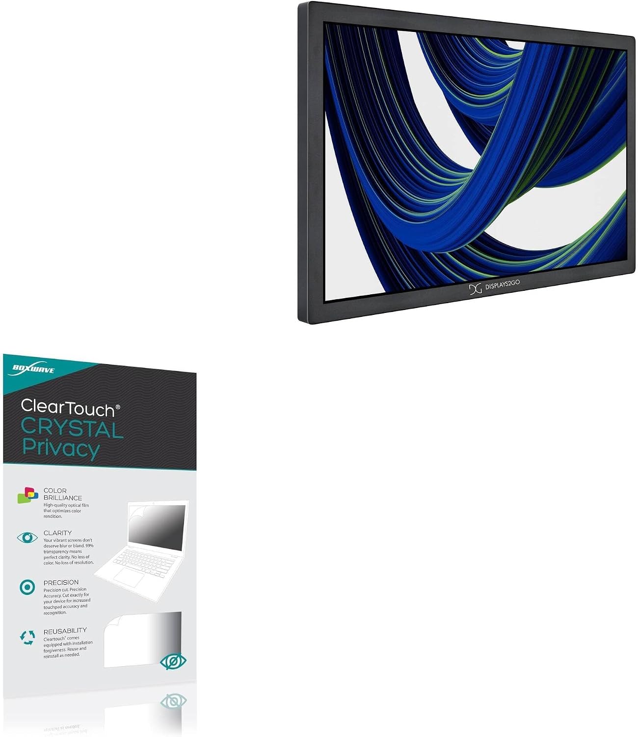 BoxWave Screen Protector Compatible With Displays2Go DK032TLW (32 in) - ClearTouch Crystal Privacy (2-Pack), Privacy Screen Protector Flexible Film Clear