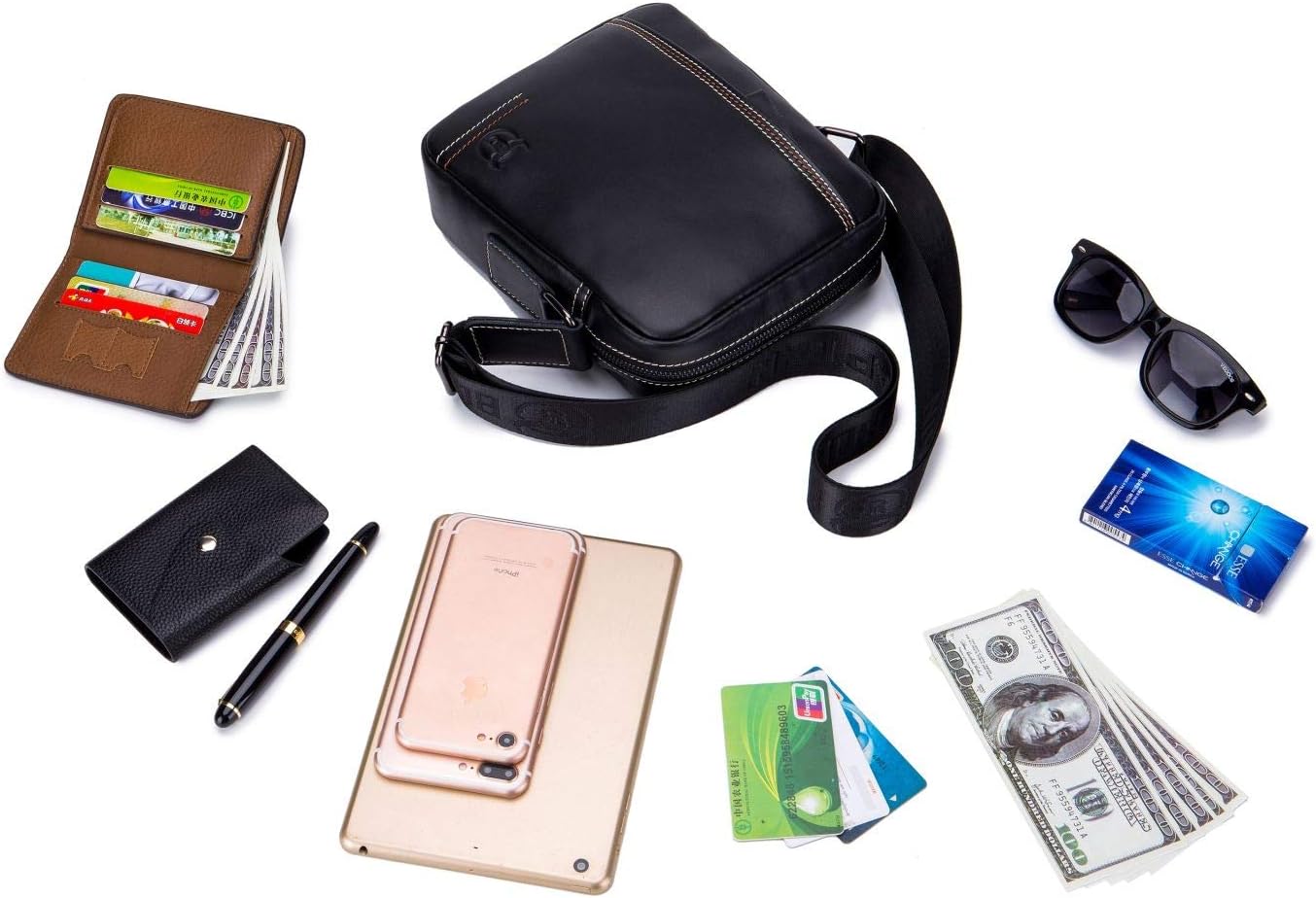 HARPIMER Men Bags Shoulder Crossbody Bag Genuine Leather Bag for Everyday Casual Travel Messenger Bag Handbag