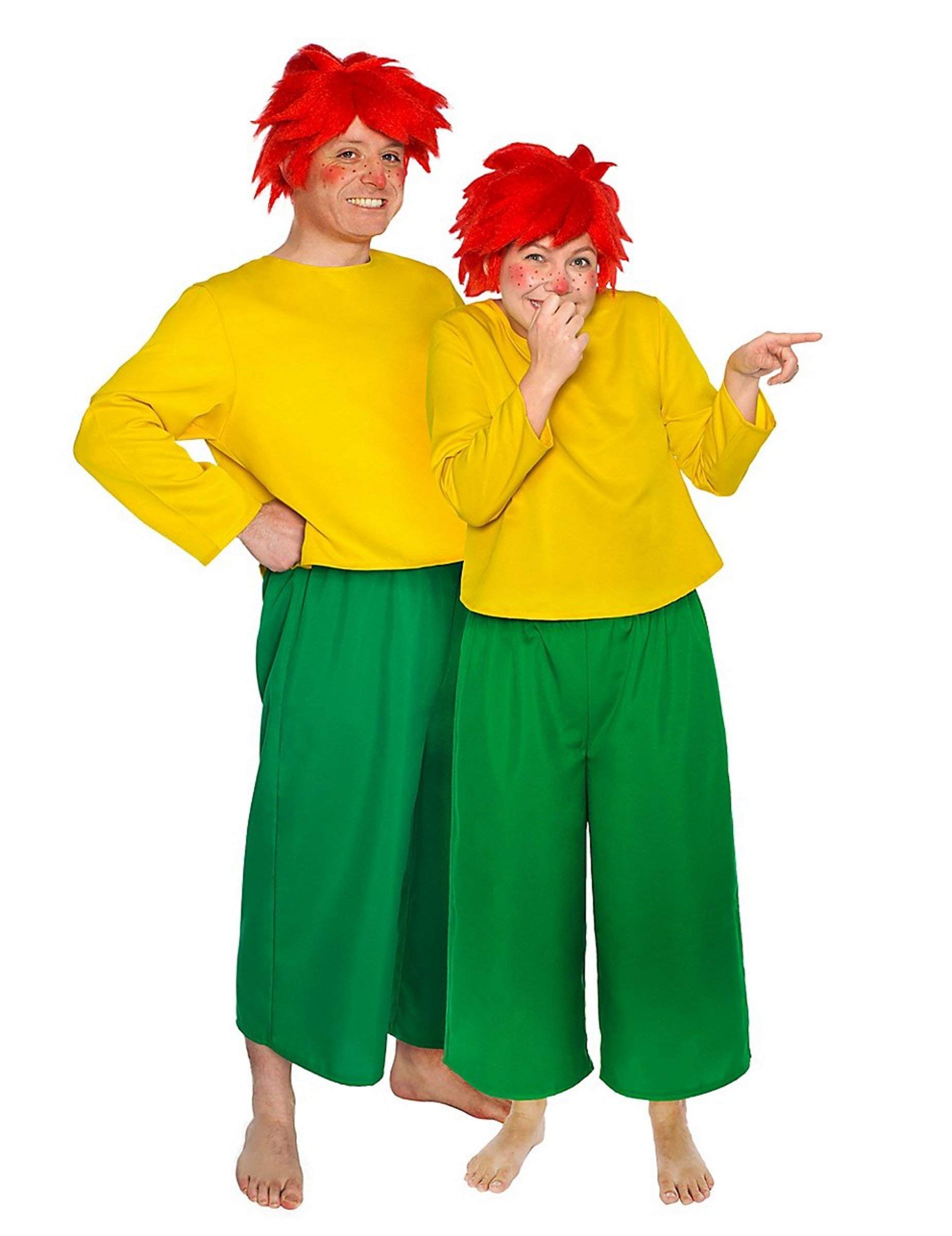 Generique Pumuckl-Kostüm für Erwachsene, Grün-Gelb, XXL – Oberteil und Hose, 100% Polyester