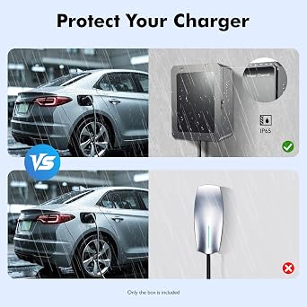 Ev Charger Enclosure Outdoor Box Pedestal with Combination Lock, Locking Car Charging Station Box Post Mount with Cable Organizer, Tempered Glass Panel, Compatible with Most Charging Piles(Medium)