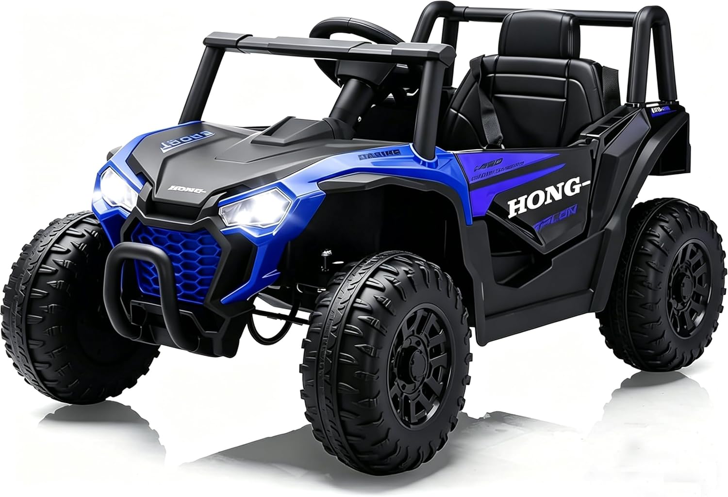 12V Toddlers Car, Kids UTV, Ride on UTV, Electric Car for Kids with 25W Dual Motors/Parent Remotes/Safety Belts/3 Speeds/Double Open Doors/Horn/Music/Bluetooth/LED Aged 3-8 Years-Blue