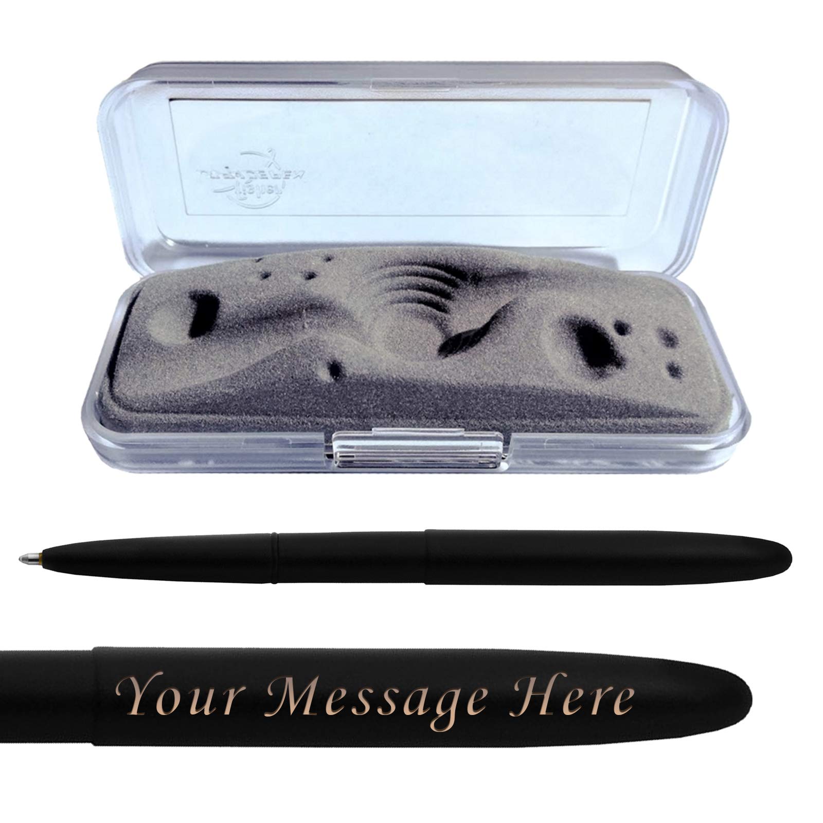 Fisher Space Pen Bullet Ballpoint Pen -Gift Box FREE ENGRAVING perfect Birthday or any fan of space, (Black without Clip)