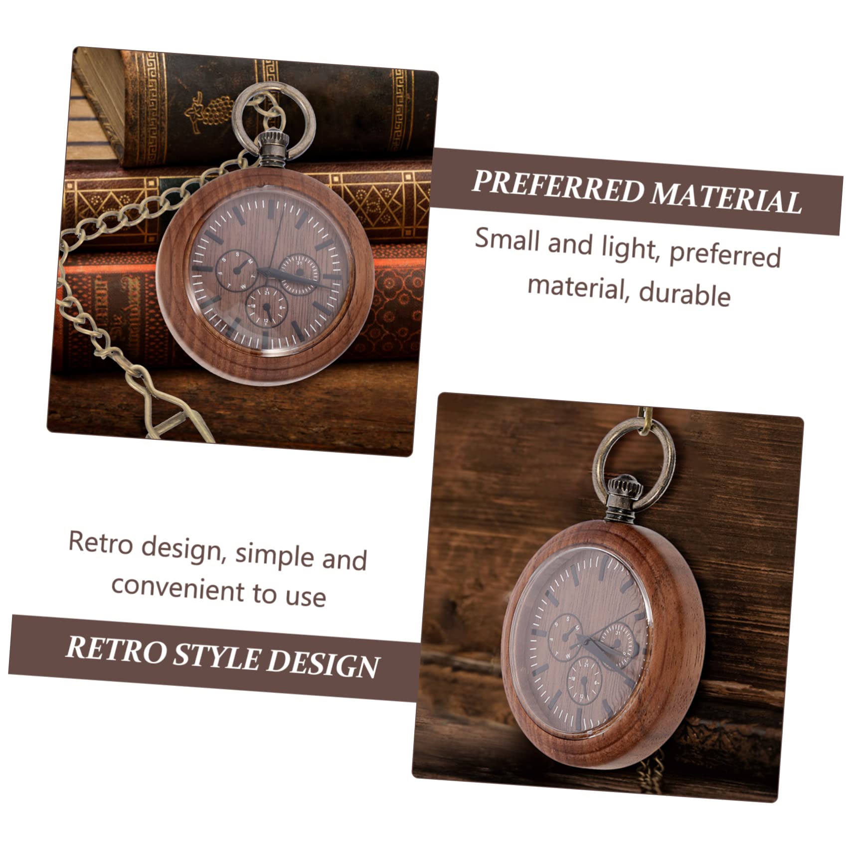 Gatuida 2 Uds Padre Reloj Electrónico Madera Lisa Hombres Clásico Vintage Batería Suéter Día para Largo Regalo Cumpleaños Madera con Portátil Colgante Niños Mecánico Retro Universal