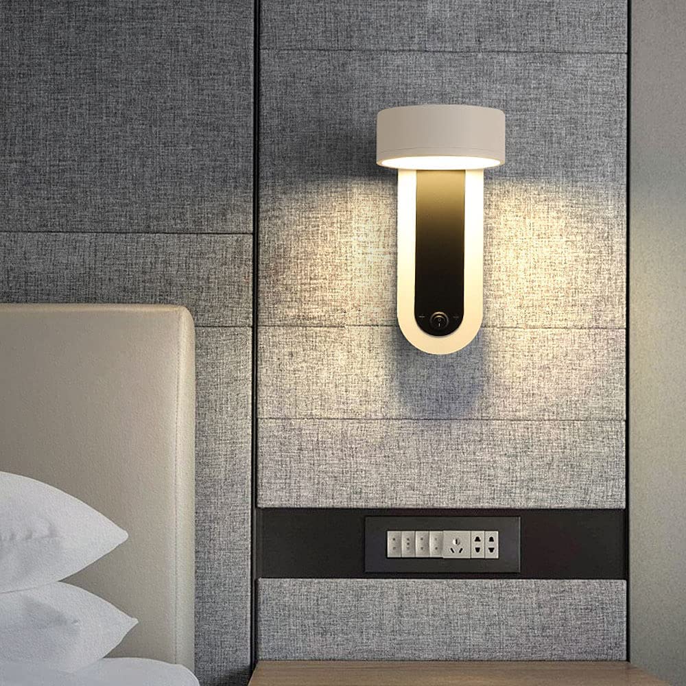 Wandleuchte, Led Schwarze Wandleuchte Verstellbare Nachts Leselampe, Modern Indoor Hootwired Wahn Schneller Beleuchtungt Schalter, Usb-Ladeöffnung, Kopfteillampen Für Schlafzimmer/3 Color Mode