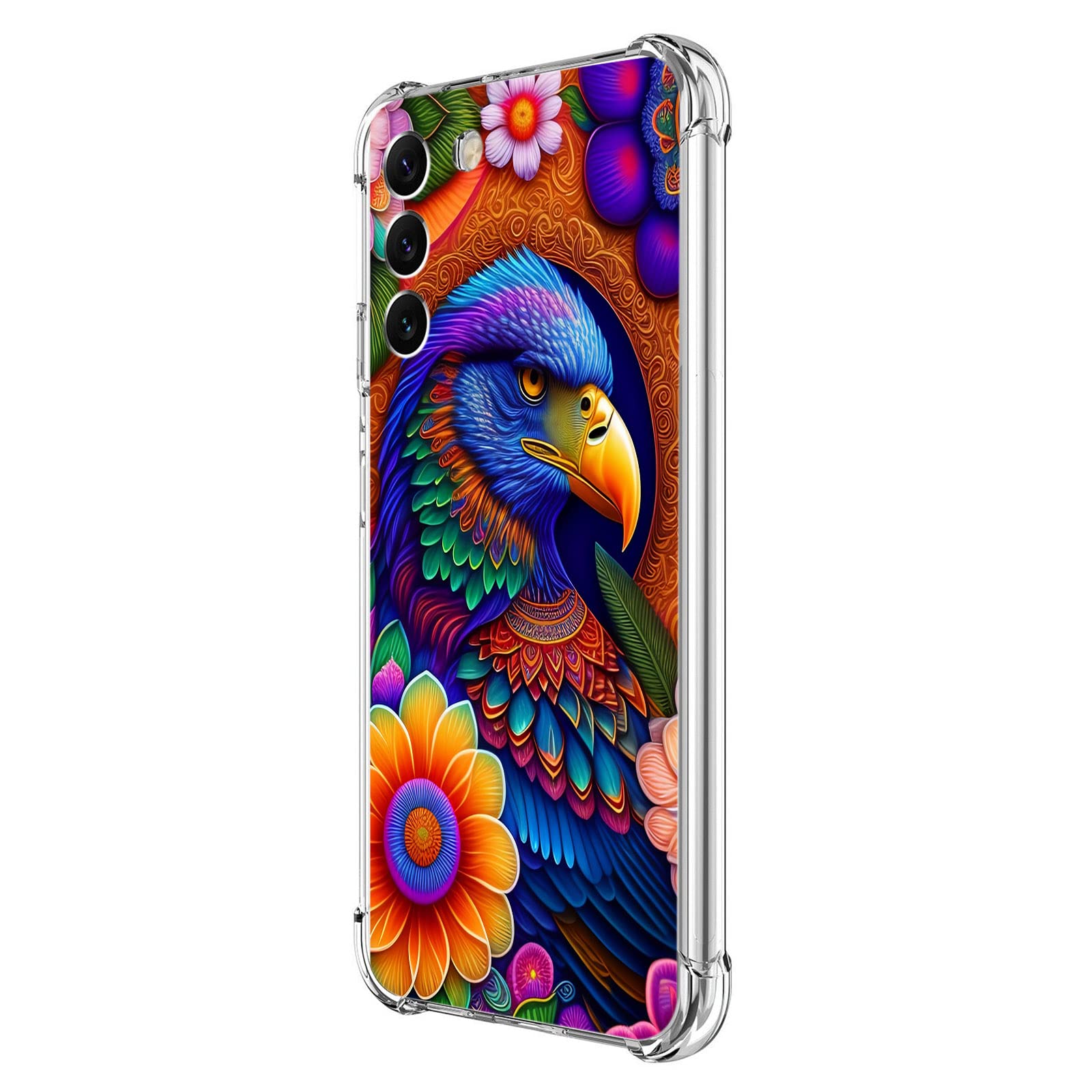 Beaucov Galaxy S23 Plus Case,Colorful Eagle Flowers Drop Protection Shockproof Case TPU Full Body Protective Scratch-Resistant Cover for Samsung