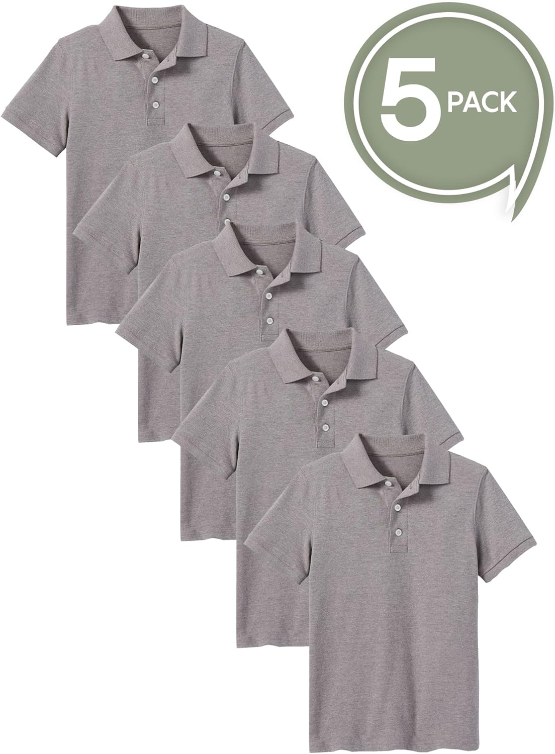 Galaxy by Harvic Polo Shirts for Boys 5-Pack Tagless School Uniform Shirts for Boys – Soft Comfortable Everyday Wear