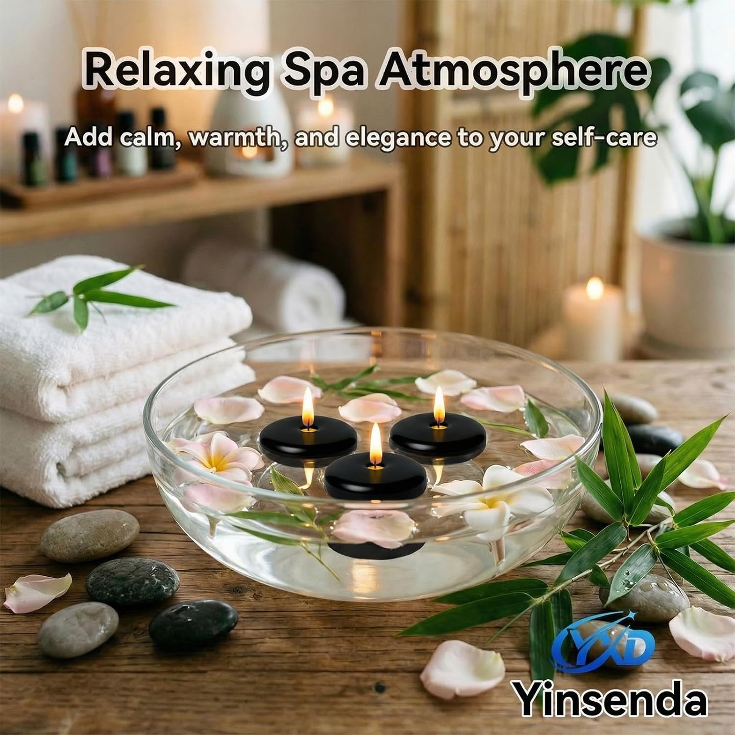 12 Pack Floating Candles-Black 2 Inch Round Unscented Floating Candles for Wedding Centerpieces, Parties, Vase Fillers and Bath Tub