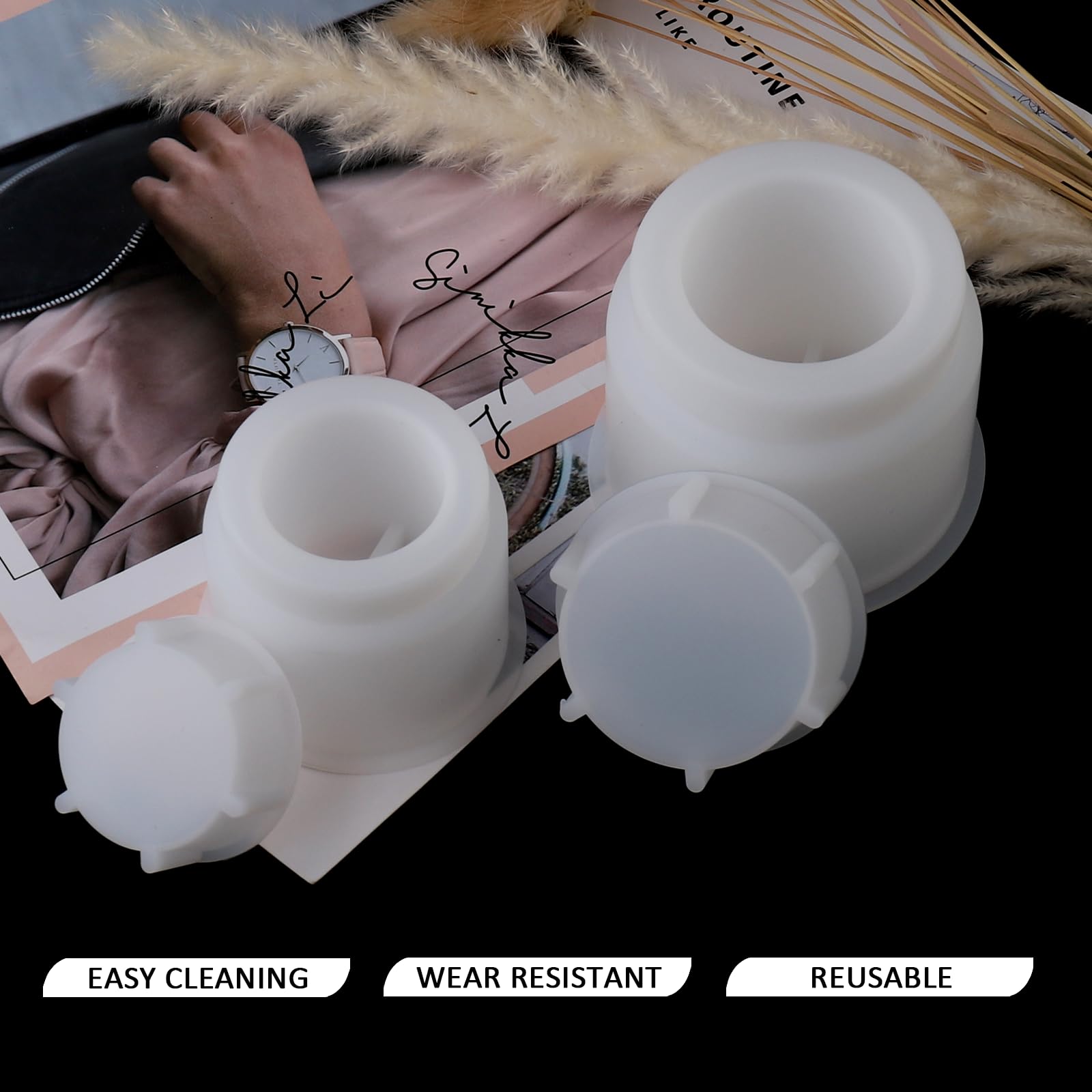 Moule Silicone Platre Joyek Moule En Silicone Pour Bougeoir - Insert Cu0153ur Et Carru00e9 Pour Loisirs Créatifs