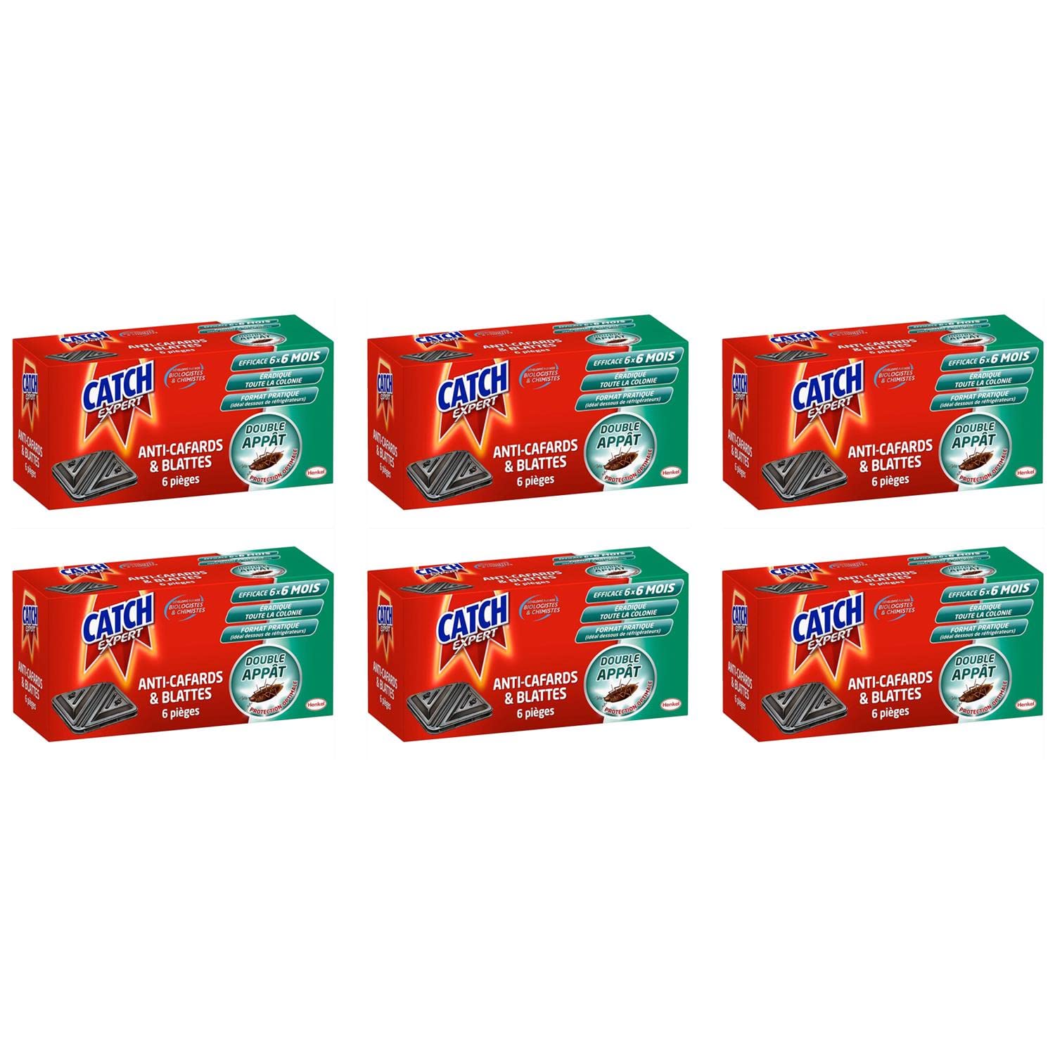 Lot De 2 Boîtes CATCH - 6 Pièges Contaminateurs Anti-cafards & Blattes - Réf. 2417563-2