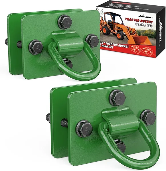 Nilight 2Pcs 1/2" D Rings for Trailers Heavy Duty Trailer Tie Down Rings, Incl. Mounting Hardware, Forged Steel Bolt-On Grab with Back Plates Compatible with Tractor RV UTV Truck, Max 12000Lbs, Green