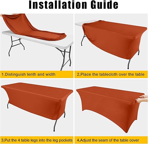 Miniatura 142 de Smiry Paquete de 2 manteles de elastano de 6 pies, elásticos ajustables, lavables y sin arrugas, rectangulares para mesa de patio, para exteriores,