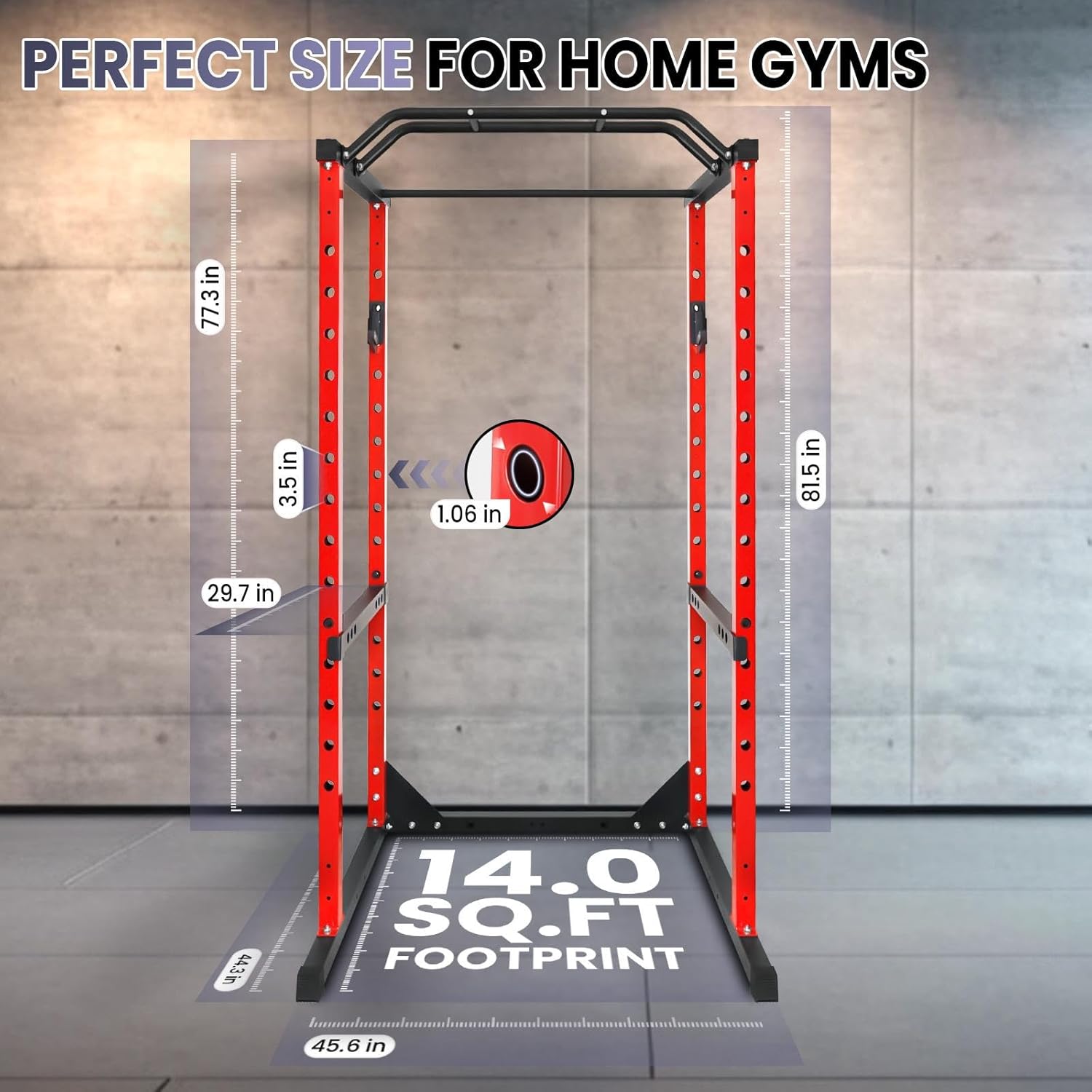 Multi-Function Power Cage, 1200 Lbs Capacity Squat Rack with Adjustable Cable Crossover, Stainless Steel Heavy Duty Fitness Cable Machine, for Training, Exercise Muscles