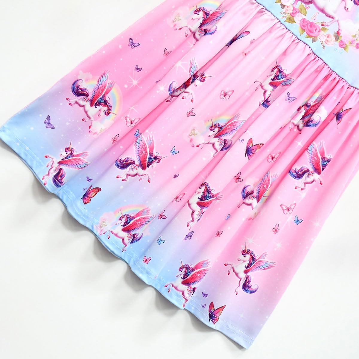 Unicorn Print Dress Matching Outfits Clothes for Girls and Little Girls