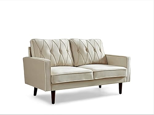 Miniatura 4 de Container Furniture Direct S5742N - Sofá de terciopelo copetudo de estilo moderno para sala de estar con tapicería de tela suave y marco de madera