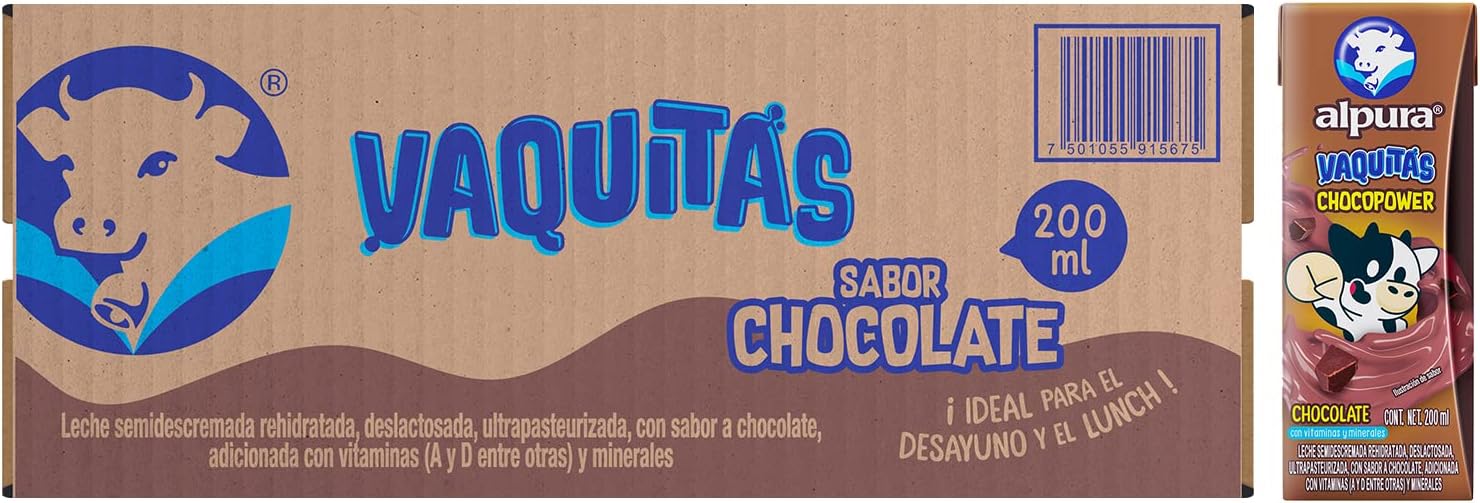 ALPURA Vaquitas Leche Saborizada Chocolate 24 Pack de 200 ml Amazon