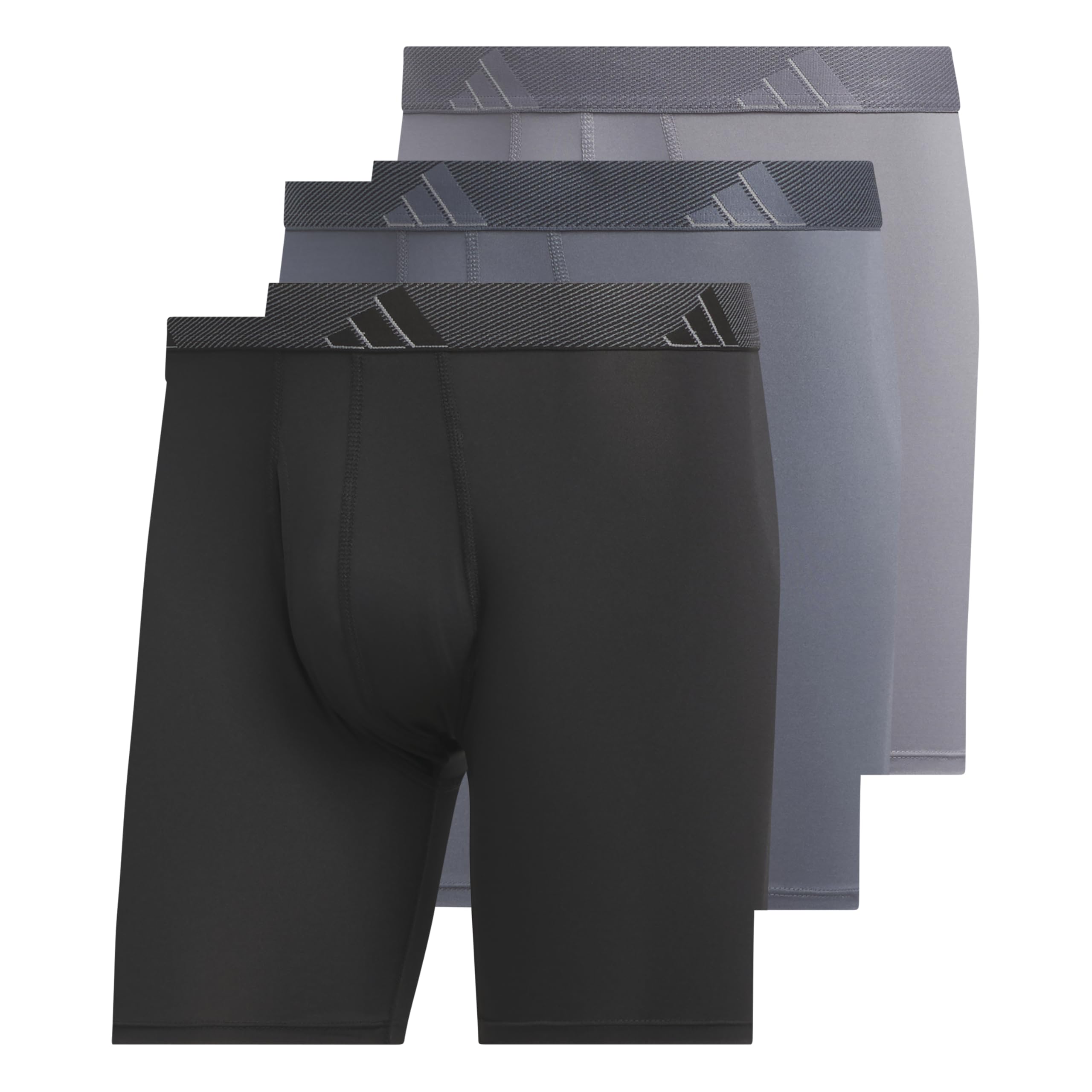 adidas Men's Microfiber 3-Pack Boxer Brief, Black/Onix Grey/Grey, L