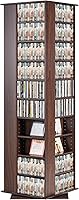 VEVOR 34-Compartment Rotating Media Storage Tower Cabinet - Espresso Wood Organizer for DVDs, CDs, Games & Collectibles