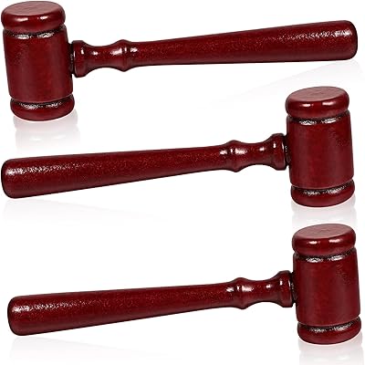 Gadpiparty 3Pcs Judge Gavel Mini Wooden Gavel Judge Auction Hammer Cosplay Lawyer Costume Prop Gavel Gifts for Kids Party Costume Accessory Home Office Decor