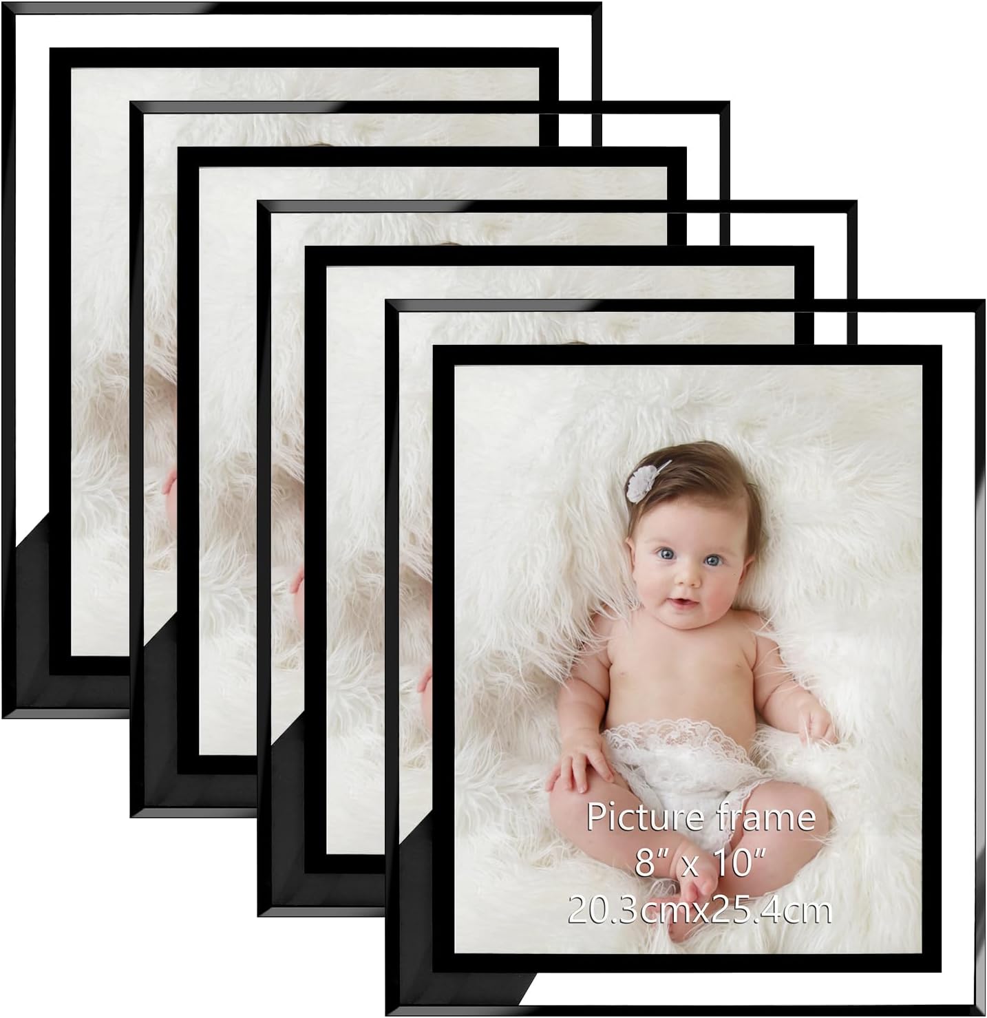 Rempry 4 Pack 8x10 Picture Frames with Black Border, Glass
