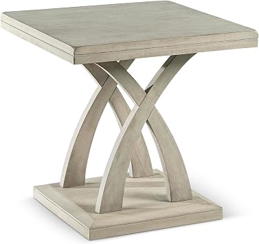 Steve Silver Jocelyn End Table, Light Grey, Decorative Base with Double Edge Tops, for Living Room and Bedroom JC200ENG
