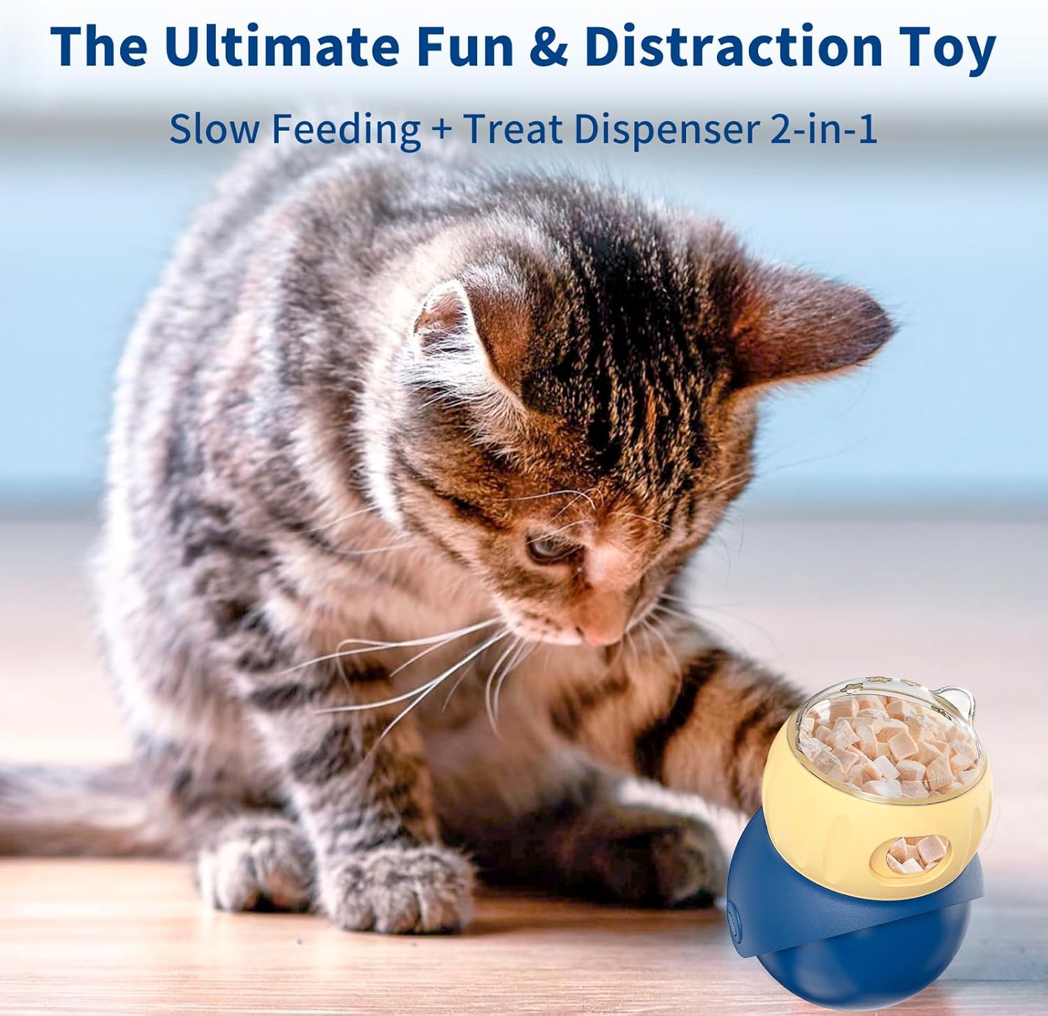 Cat Interactive Puzzle Toy, Adjustable Treat Dispenser for Indoor Cats, Safe Material Kitty Enrichment Toy for IQ Training, Mental Stimulation, Relieve Boredom, Gifts image 2 of 8 B0F998QNDZ