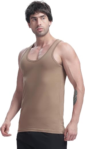 NUZOX Men's 100% Combed Cotton Ribbed Regular Fit Solid Round Neck Vest