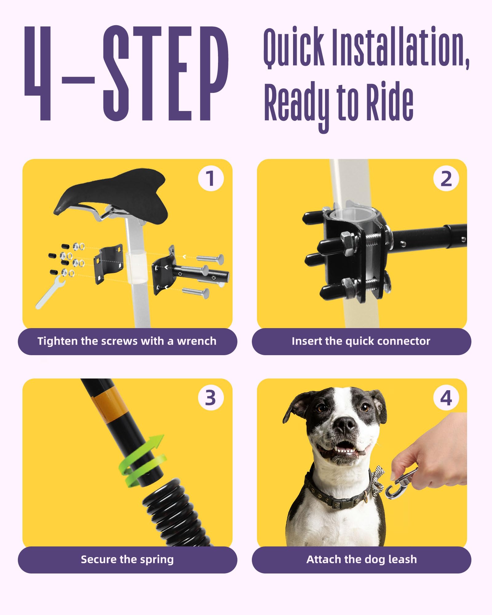 Guinzaglio Mani Bici Libere Per Cani- Bici Per Cani Al Guinzaglio Di 180°, Forte Assorbimento Degli Urti | Regolabile | Allenamento Jogging, Rimovibile&Ciclismo | Modello mani libere regolabile e rimovibile a 180°. Forte assorbimento degli urti, ideale pe