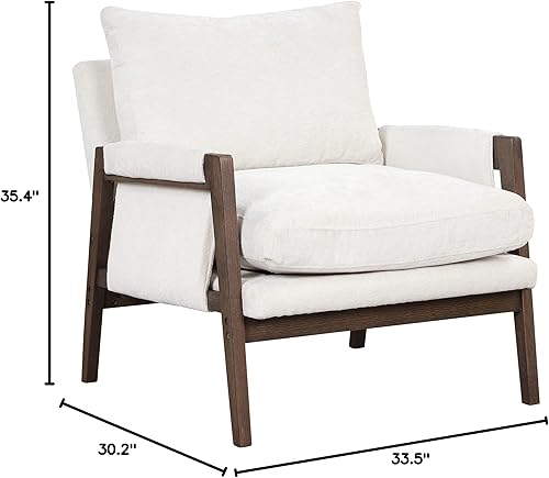 Miniatura 8 de Merax Silla moderna de terciopelo de mediados de siglo con madera maciza y cojín de asiento grueso para sala de estar, dormitorio, estudio, color