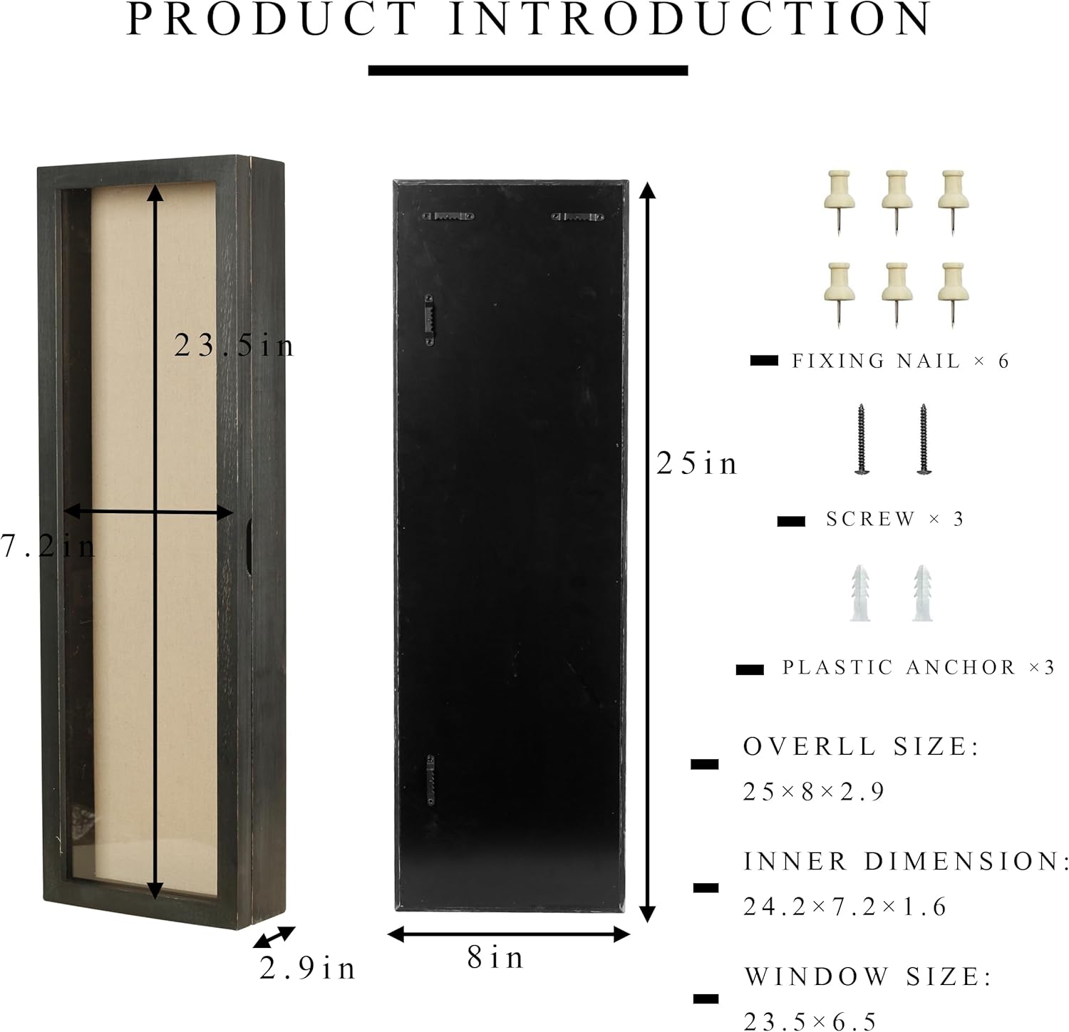 Freezing point Shadow Box Frame 8x25 Flower Shadow Box Pin Display Case Cabinet Picture Frame with Linen Back Memorabilia Awards Medals Badge Bouquet Wedding Memory Box for Keepsakes Long Black