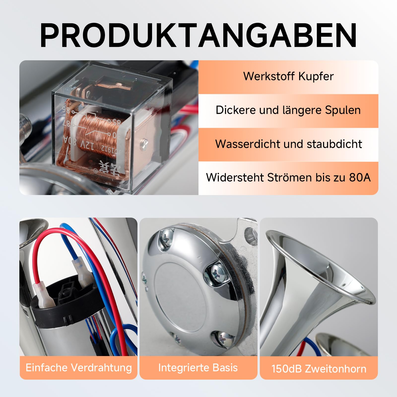 LWK Air Horn 600DB - 12V Doppelrohr Lufthorn Für Auto, LKW & Boote