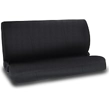 Universal Front Bench Seat Covers for Trucks Fits Ford Chevrolet Dodge Full Size Pickup Heavy Duty Stretch Sand Mesh Fabric with Side Pockets - Black