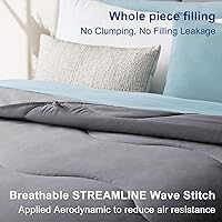 Vista 3 de Edredón ligero gris refrescante, relleno de edredón para todas las estaciones, transpirable, tamaño Queen, ropa de cama de verano, edredón