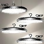 320W paquet de 4 UFO Lumière de haute baie LED Lumières de magasin, 45000LM Lumières de garage, 6500K LED Lumière de la grange, lampe industrielle w/ 6.6ft Cord d'alimentation de prise, IP65 Lampe de travail étanche pour atelier d'entrepôt Gym usine