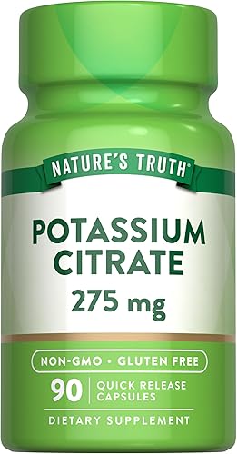 Nature's Truth Suplemento de citrato de potasio | 275 mg | 90 cápsulas | Sin OMG y sin gluten
