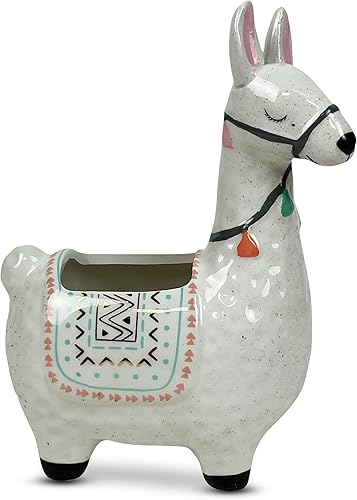 LLOTSA Llamas Maceta de llama de cerámica para plantas suculentas, bonita decoración de alpaca para el hogar, la oficina 8 12 de alto con agujeros disponible en Yaxa Colombia