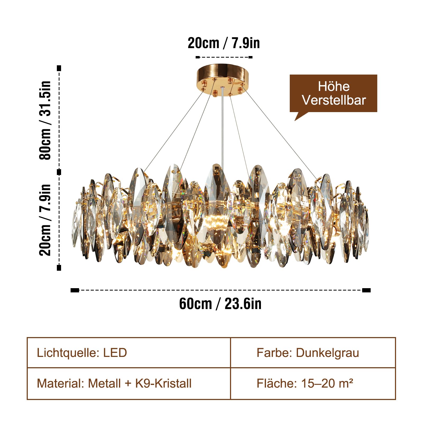 Moderna araña de cristal LED de lujo, Luz de lámpara techo salon cristal forma de huevo brillante de oro, 8xE14 Colgante Para Dormitorio, Salón, Comedor, Restaurante