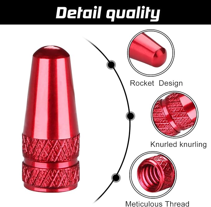 Tapas de Válvula Presta para Bicicleta, 4 Unidades, Rojo miniatura 3