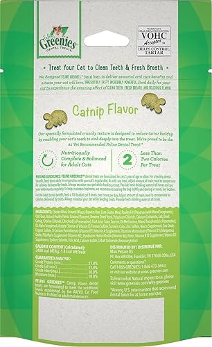 Miniatura 7 de Feline-Greenies - Paquete variado de golosinas dentales para gatos, los cinco sabores salmón, pollo, atún, hierba gatera y camarones (2.1 oz cada