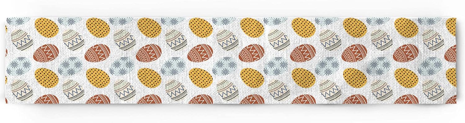 Happy Easter Day Cotton Rectangle Table Runner Easter Day Colorful Egg Table Linens Non-Slip Runners for Home Kitchen Party Wedding Decorations 13x70 inches